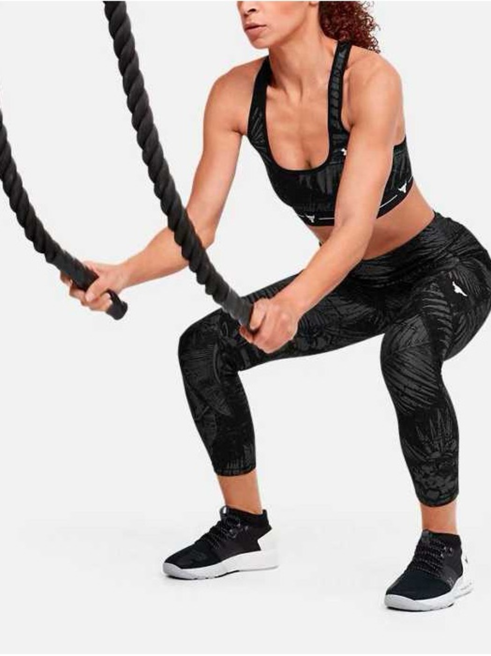 Under Armour Women’s Black Palm-Print Crop Leggings - Picture 4 of 15